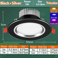 LED Downlight Tricolor 5W/7W/9W/12W High Quality Aluminum Recessed Pin Light Energy Saving 80% Panel Light Ceiling Lamp