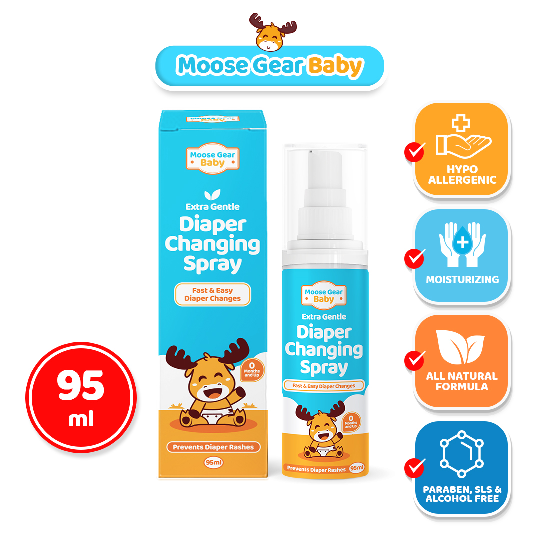 Moose Gear Baby Diaper Changing Spray 95ml Extra Gentle Natural Tiny Bottle Quick & Easy