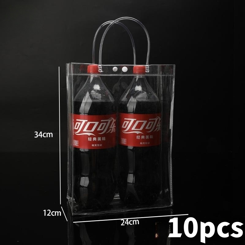 10PCS Plastic Transparent Gift Bag PVC Material Tote Bag Reusable Handle Bag Childrens Day Gift
