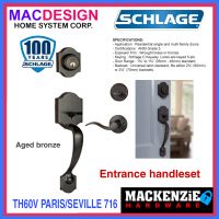 SCHLAGE MAIN DOOR ENTRANCE HANDLESET TH60V PARIS SEVILLE 716 AGED BRONZE MACDESIGN HOME (OFFICIAL SELLER)