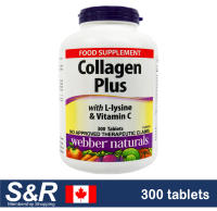Webber Naturals Collagen Plus with L-lysine & Vitamin C 300 Tablets