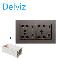 Delviz Type-C interface socket 146mm*86mm tempered glass frame socket (US/US/EU) wall power USB C port fast charging socket 18W 3100mA smart fast charging.