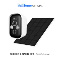 SriHome SH033B+SP032 Solar Panel 1440P 4MP / SH033B 2MP Waterproof and Chargeable Wireless Indoor/Outdoor CCTV Camera with Two-way Audio Motion Detection Wireless CCTV Surveillance CCTV Camera Connect to Cellphone Camera Wi-Fi