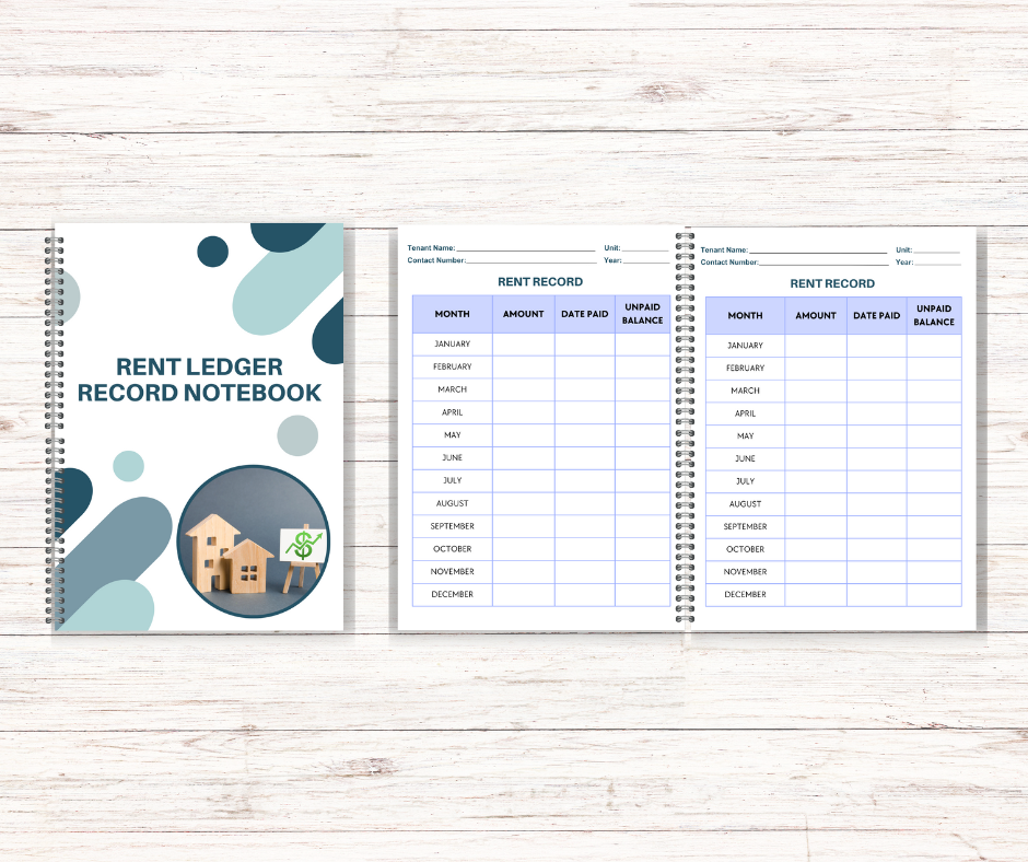 A&J Rent Ledger Record Notebook Wire Bind 100 pages Book