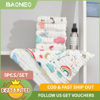 Set of 5 High-Density Pure Cotton Washcloths Six-Layer Gauze Burp Cloths Small Towels