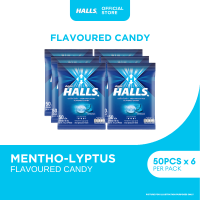 Halls Candy Mentho-Lyptus 50 Pieces - Relieves coughs Soothes throat irritation (Set of 6)
