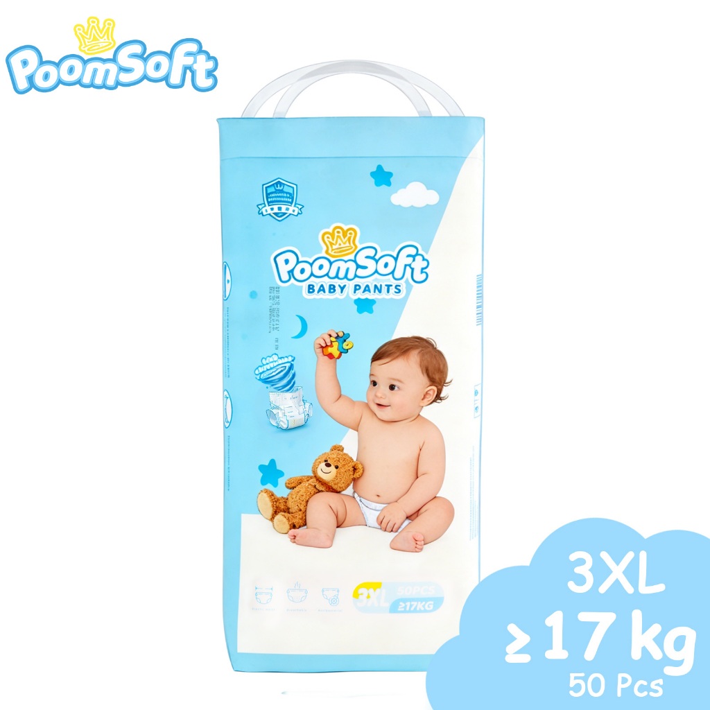 50pcs Poomsoft Crown Series Baby Diaper All Size Unisex Ultra thin dry Breathable diaper Pant