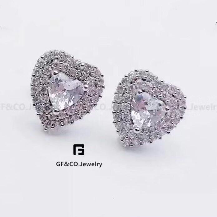 GF&Co.18K Gold Plated Heart Zircon Earring For Women EZ3005