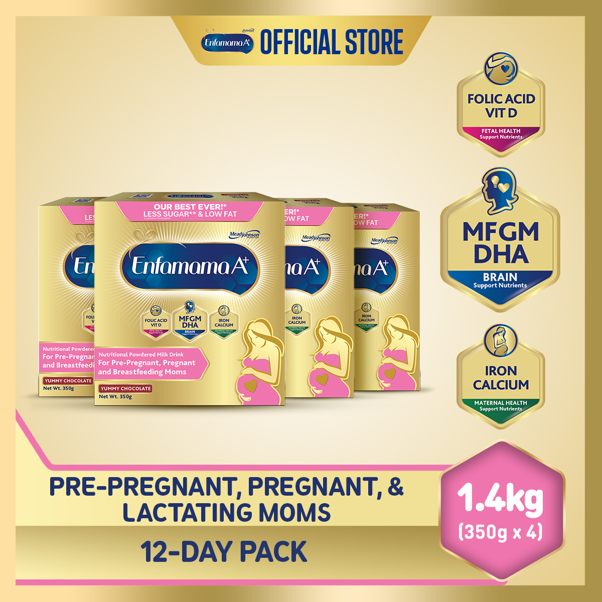Enfamama A+ Powdered Milk Drink for Pregnant & Breastfeeding Moms (Choco) 1.4kg (350g x 4)
