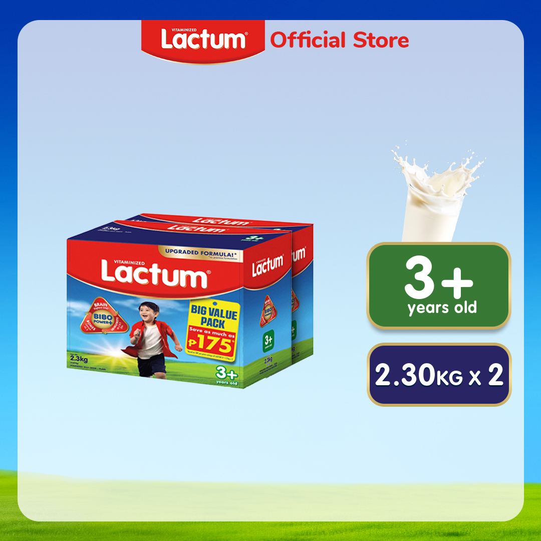 Lactum 3+ Plain Powdered Milk Supplement Drink for Children / Kids 3+ Years Old 4.6kg (2.3kg x 2)
