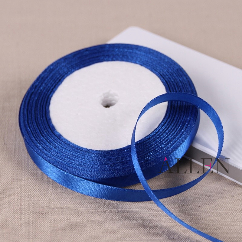 Allen Mall- Royal Blue Satin Ribbon Multi-size x Continuous 25 Yards for Bows Bouquet Gift Wrapping Wedding Decorations Etc.