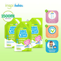 INSPI Babies Baby Bottle & Nipple Cleanser for Babies Refill Pack of 3 (500ml each) - made with natural ingredients certified non-toxic and food grade - free shipping essentials bundle
