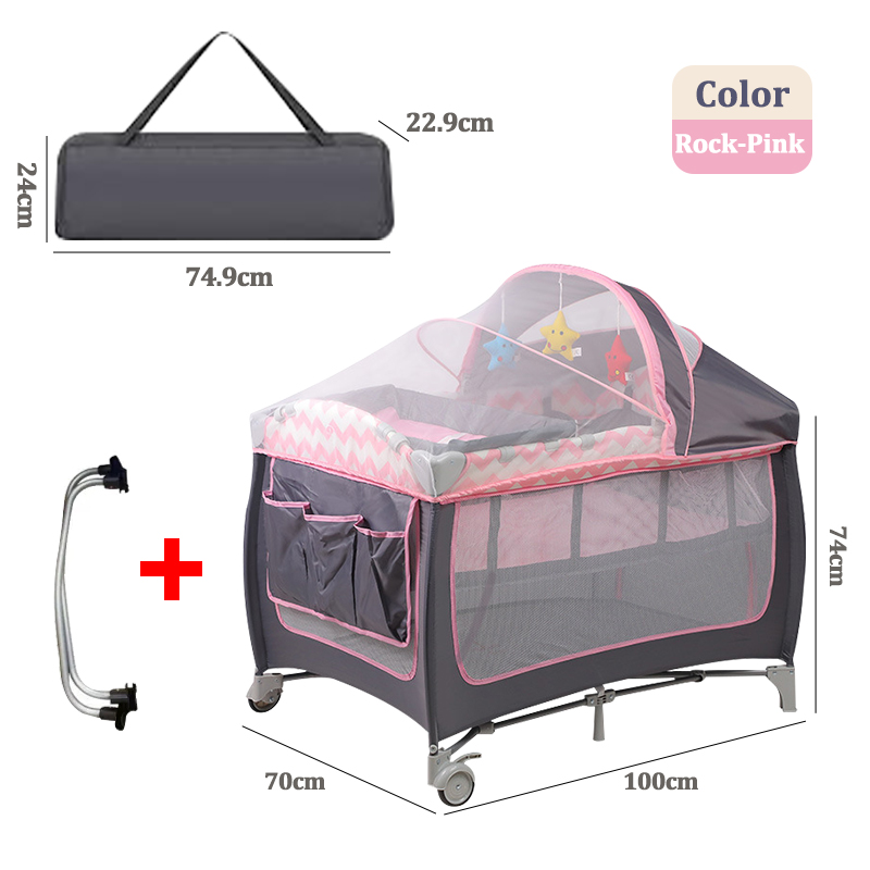 COCOBB Baby Swinging Rocking Crib Foldable With Mosquito Net And Changing Table Childrens Playbed Childrens Playpen