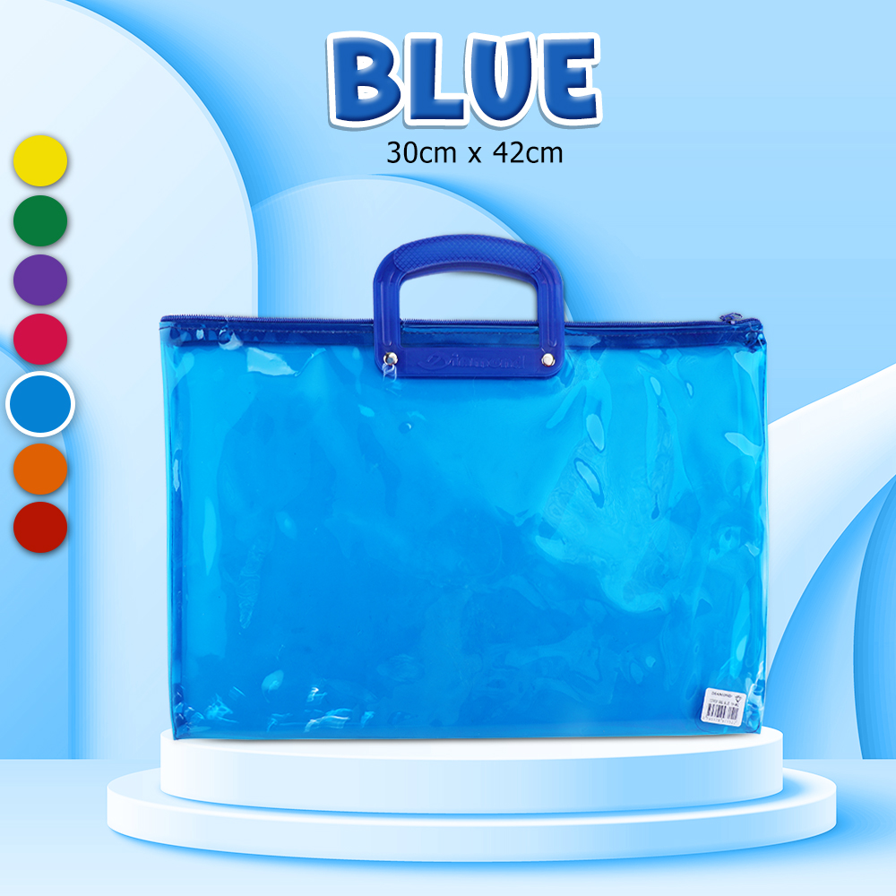 FCI Zipper Bag Transparent Envelope (42cmx30cm) Reusable and easy to clean Secure snap button closure keeps papers safely in place Perfect for school office & business use
