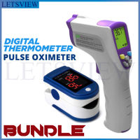 BUNDLE Letsview Digital Thermometer with Beeper / Digital Infrared Thermometer w/ Portable Fingertip Oximeter