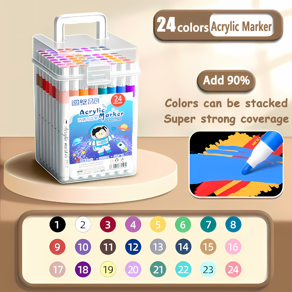 120 Colors Acrylic Markers Pen Set Marker Set Colored Pen Coloring Set Highlighter Pen Acrylic Paint Coloring Materials Set
