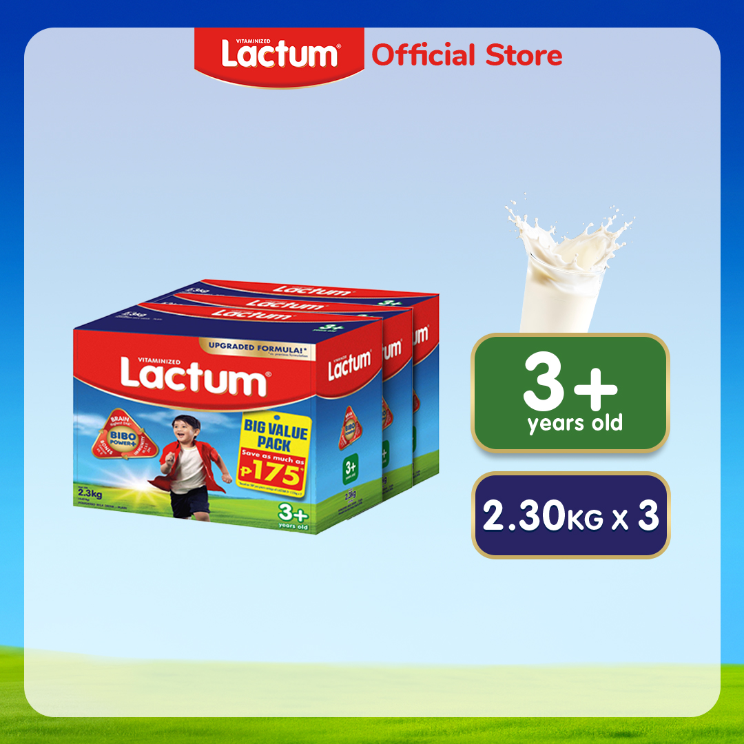 Lactum 3+ Plain Powdered Milk Supplement Drink for Children / Kids 3+ Years Old 6.9kg (2.3kg x 3)