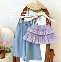 Kids Girl Floral With Denim Pant Clothes Set 1-6Y Girls Terno
