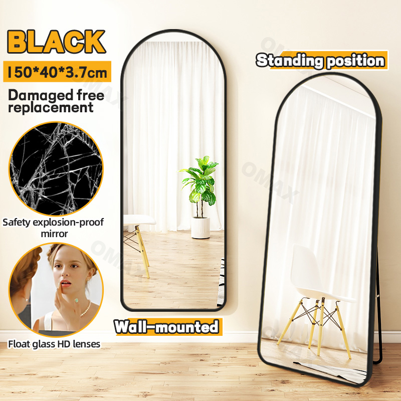 【Warranty】120/150/160 Full Body Mirror with Stand for Bedroom Living Room HD Wall-mounted Glass Floor-to-ceiling Mirror Home Thickened Fitting Mirror Wall decoration Mirror