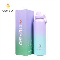 CIVAGO (18/22/32/40oz) Wide Mouth with Sport Lid Vacuum Insulated Tumbler Hot And Cold Drinking Water Bottle