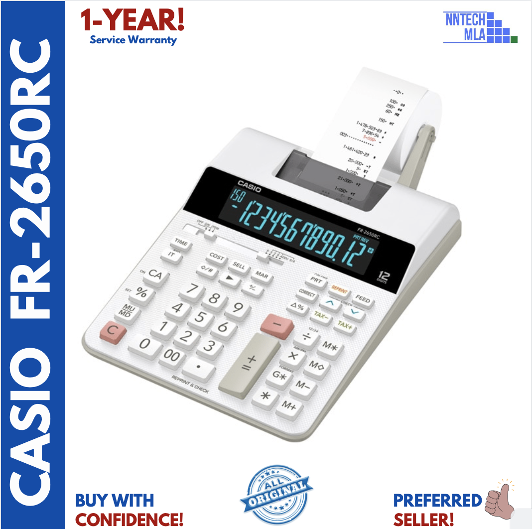 CASIO FR2650RC PRINTING CALCULATOR FREE 8-ROLLS PAPER JOURNAL/POWER ADAPTOR INCLUDED