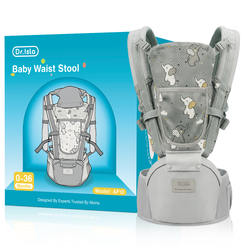 Dr. Isla Baby Carrier with Hip Seat for 0-12 months Newborn Hip Stool Windproof Hood Multi-Storage Design Ergonomic & Comfortable for Infant AF10