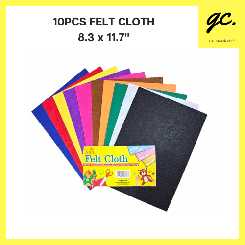 GC 10pcs Felt Cloth Assorted Colors A4 size for School DIY Project Arts and Crafts