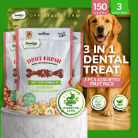 Dentalight Dent Fresh Fruits w/ Benefits 3-Flavors Assorted Sampler Pack Dog Treats