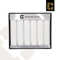 Armando Caruso Mens White Color Executive Handkerchief Set 18″x18″ - 6 pcs in Gift box