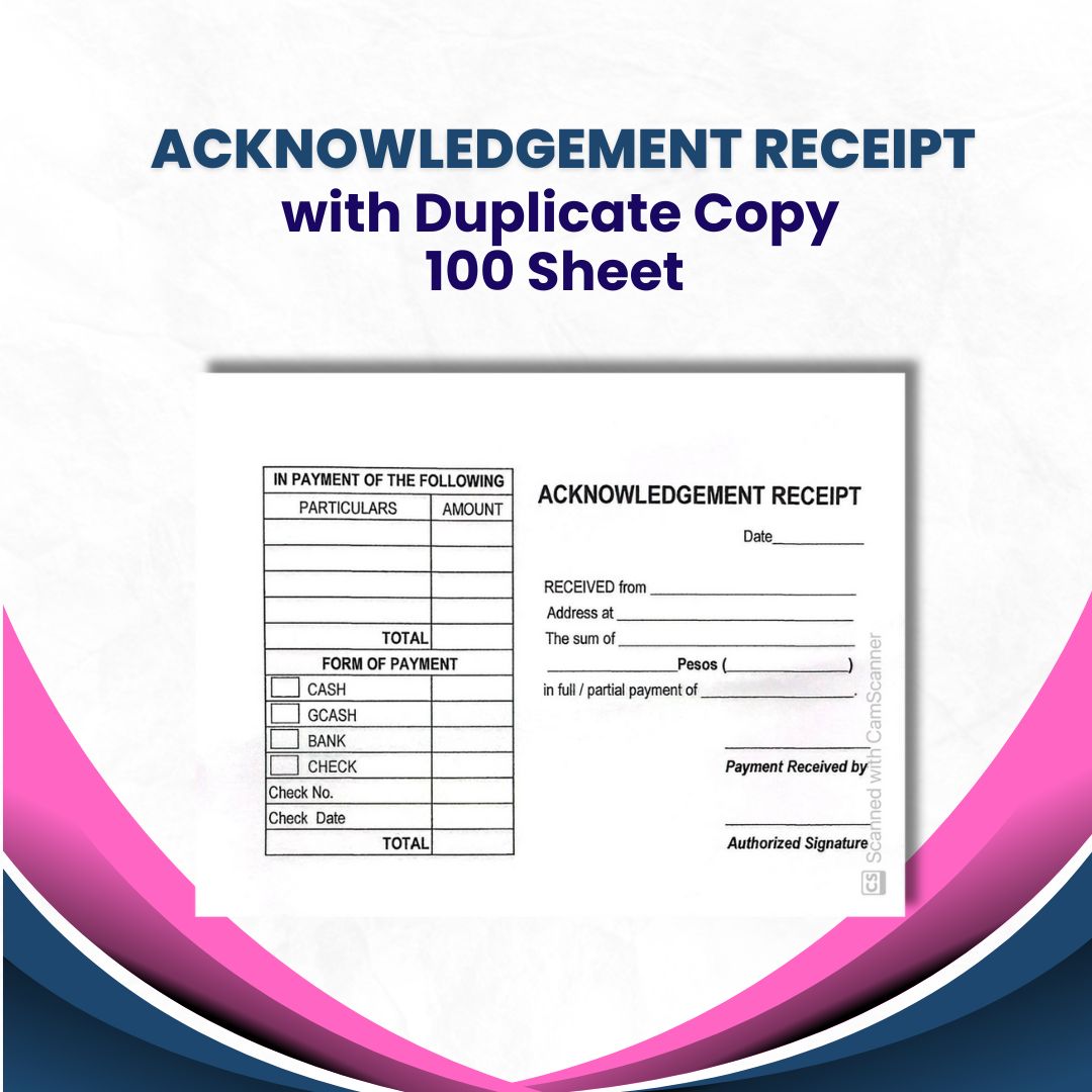 3 pads Acknowledgement Receipt with Duplicate