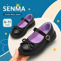 SENMA Leather Black Shoes For Kids Girls Korean Rubber Shoes School Shoes Fashion Sneakers Size 26-37