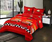 3in1 GIOSHOP ″RACING CAR″ 4Corner Garterized High Quality Premium Canadian Cotton Bed Sheet Collection (1 Fitted Bedsheet With 2 Pillow Case)