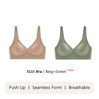 Motovita Women Seamless Bras No Steel Ring V-neck Wireless Sleep Jelly Sexy Lingerie Japanese Suji Soft Support Underwear Solid Color Push Up Bra