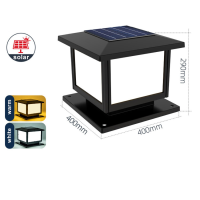 【Local Delivery】Vimite 2-Color Led Outdoor Solar Pillar Light Waterproof Automatic Sensor Energy Saving Warm & White Garden Fence Post Lights for House Gate Column Head Lamp Courtyard Christmas Decorative