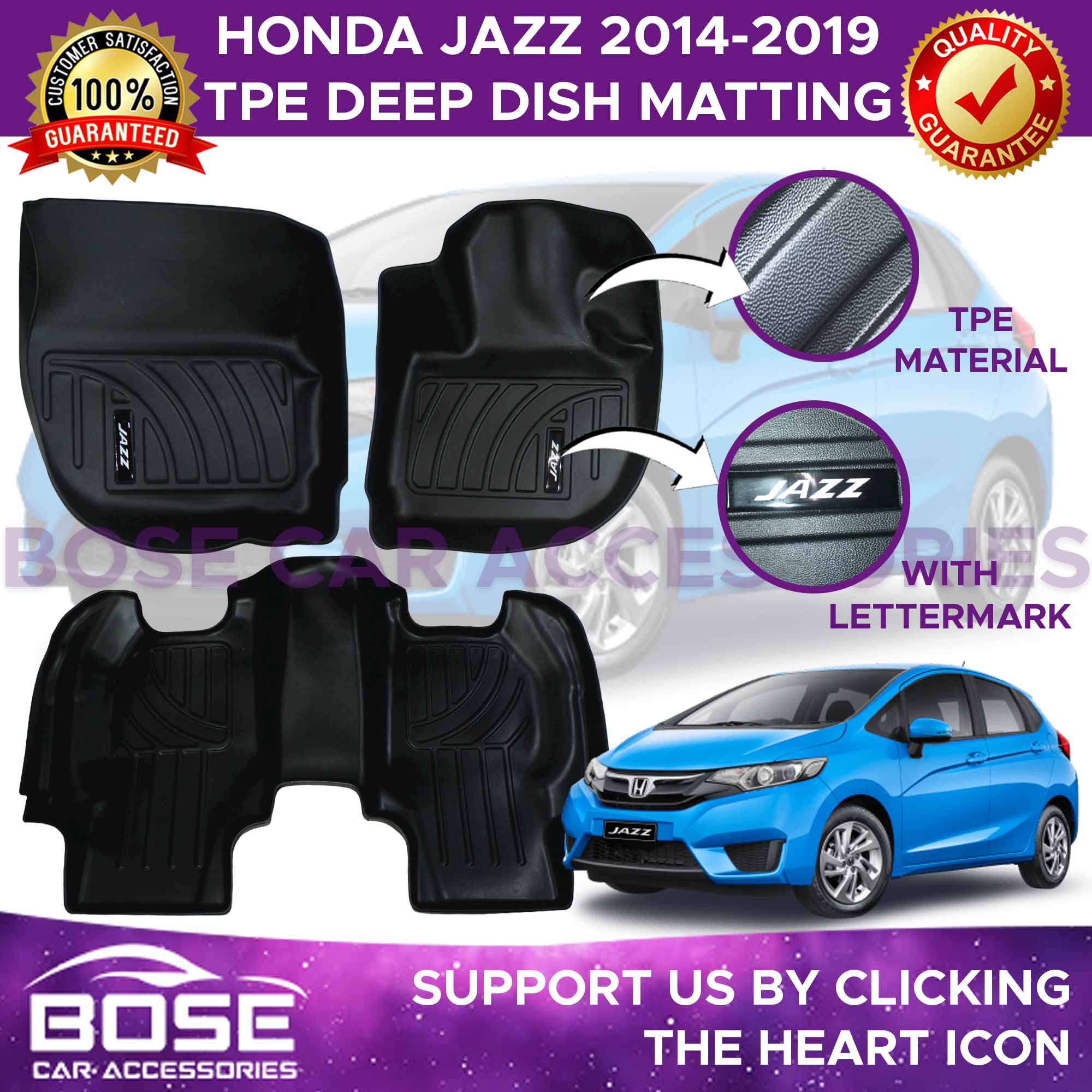 TPE Deep Dish for Honda 2014 2015 2016 2017 2018 2019 2020 2021 2022 Car Matting OEM TPE Elegant Design Car / Floor Matting / Floor / Jazz Accessories | Lazada PH