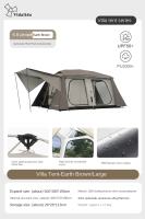 Vidalido VICORE Series Automatic Tent Villa Cabin Style for up to 4-8 Person Small Large Interior Space up to 11m² Waterproof Fast Build 2 Bedroom 2 Layer Black White Black Vinyl Glue Coated Tent