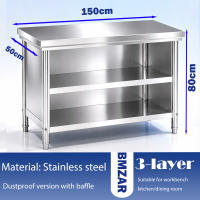 BMZAR 2 Tier High quality Stainless Steel Kitchen Workstation Heavy Duty Food Prep Table Rust Proof Storage Shelf