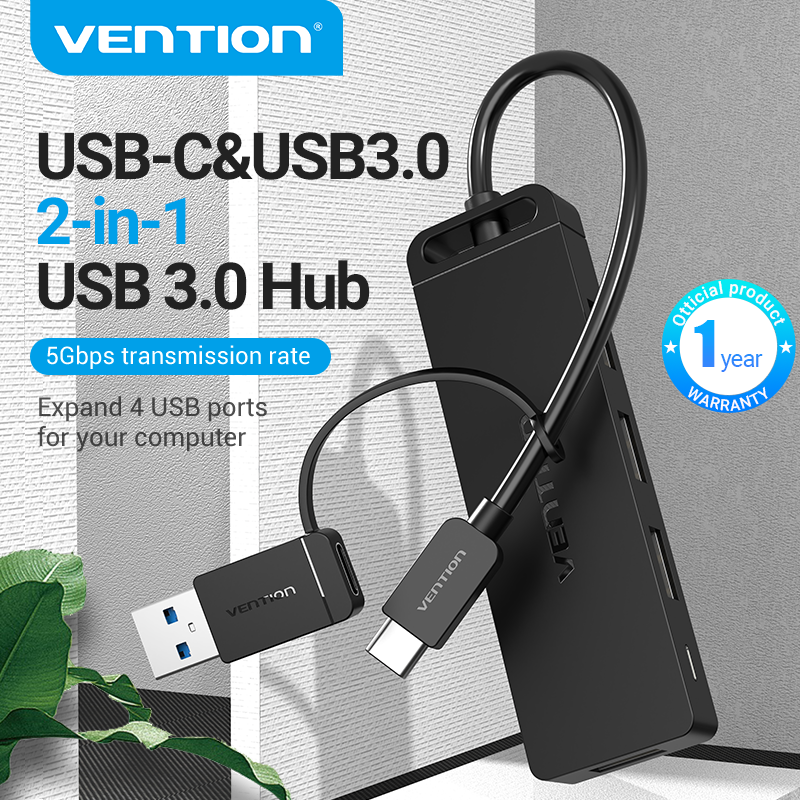 Vention hub usb loại c hub usb 3.0 và loại usb c 2 trong 1 usb mở rộng hub mở rộng đa cổng usb 3.0 bộ chuyển đổi hub với micro b phí powered cung cấp cho máy tính xách tay pc ổ cứng u đĩa điện thoại di động máy tính bảng usb 3.0 hub