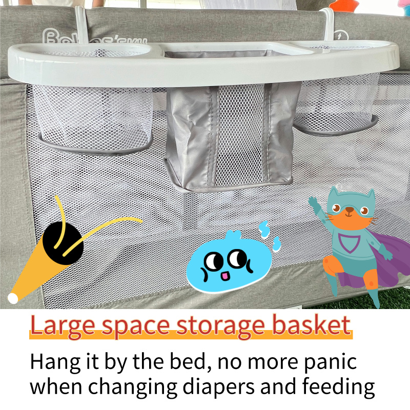 [baby Bedside Storage]Crib Storage Racks playpen hanging organizer Crib for Baby Accessory Crib Storage Bag Hanging Multifunctional Rack Bedside
