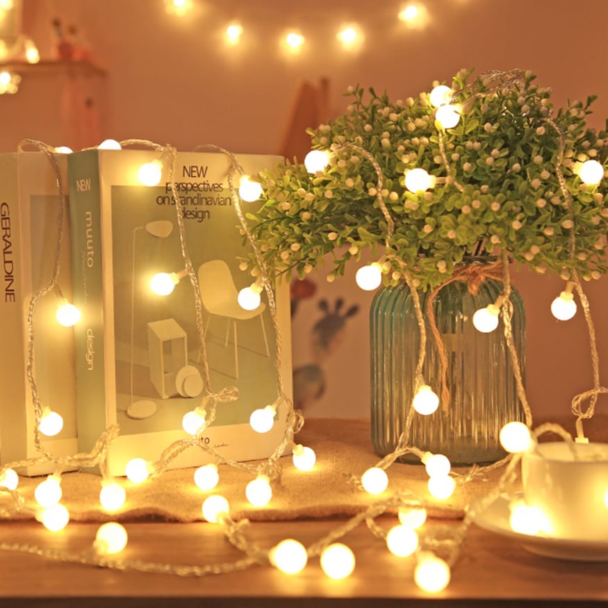 10/30/50 LED Ball String Fairy Light Lamp Battery Powered For Wedding Birthday Xmas Party Room Decor