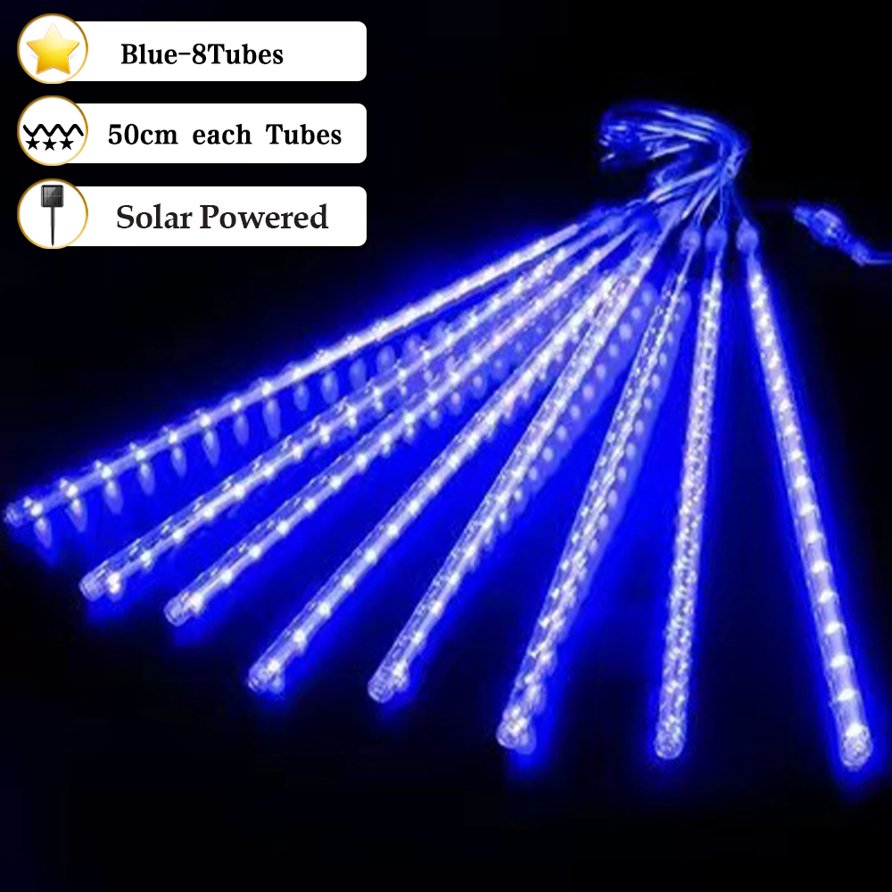 solar light outdoor waterproof Meteor Shower Rain Lights 8 Tubes 50cm Christmas Light LED Outdoor Waterproof Icicle Fairy String Lights for Home Garden Christmas Decoration Meteor Shower Rain Tubes Light string lights
