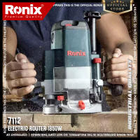 Ronix 7112 Electric Router 1850W - Variable Speed 5000-22000 RPM 6mm/8mm/12mm Collets Precision Depth Adjustment Soft Start Durable Aluminum Body Dust Shield Woodworking Slot Cutting Edge Forming Laminate Trimming Includes Accessories