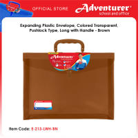Adventurer Expanding Plastic Envelope Colored Transparent Pushlock Type Long with Handle