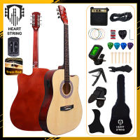 Heart String Low Action Acoustic Electric Guitar with Pickup Truss Rod Capo for Beginner Kids Adults