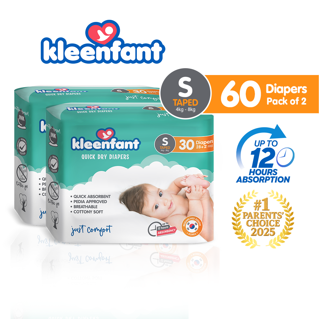 Kleenfant Baby Taped Diaper Small (60 Pads) Disposable Diaper Baby Essentials Free Shipping