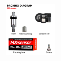 Autel MX-Sensor TPMS Sensor 1-Piece - Aluminum Valve Stem | Universal Programmable/Clonable | Fits Alloy Wheels | 315MHz 433MHz | Replaces OEM TPMS
