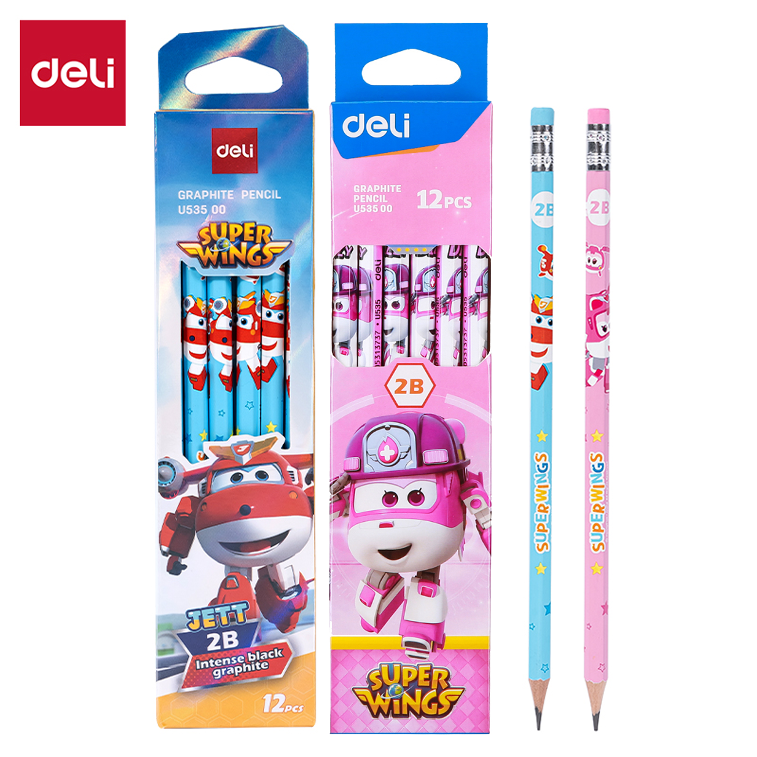 Deli U53500 Super Wings Graphite Pencil 2B 12pcs/box