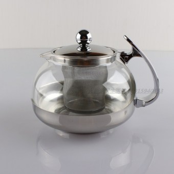 Elegant Style 750ml with tea strainer stainless steel tai chi pot glass teapot