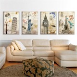 （No Frame）4Piece Artwork Wall Oil Painting Prints on Canvas Famous European Landscape Pictures Home Decor - intl