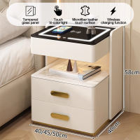 Smart bedside table Multifunctional bedroom bedside table with smart induction light wireless charging USB charging three-color light Light luxury modern